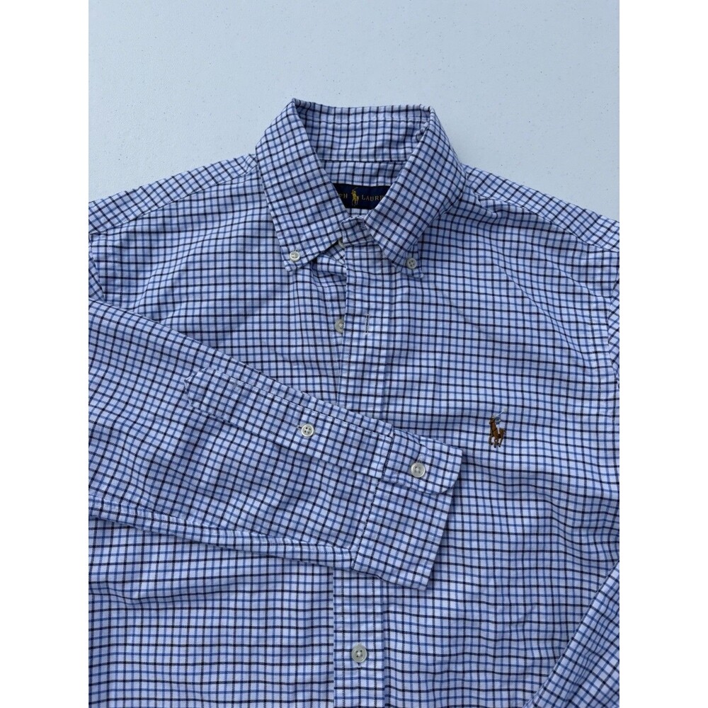 Ralph Lauren Shirt Men’s Sz Small Blue Check Plaid Button Down Flesh Pony